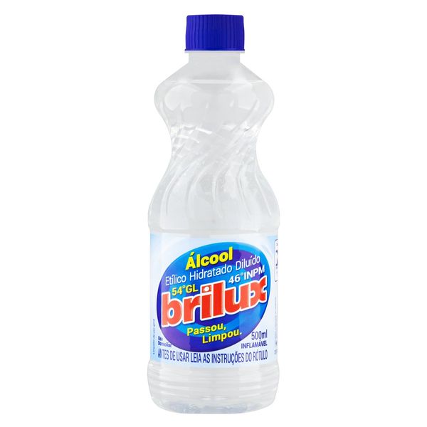 Álcool Líquido 46º INPM Brilux Frasco 500ml Álcool Líquido 46º INPM Brilux Frasco 500ml