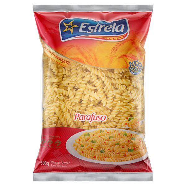 Macarrão de Sêmola Parafuso Estrela Pacote 500g Macarrão de Sêmola Parafuso Estrela Pacote 500g