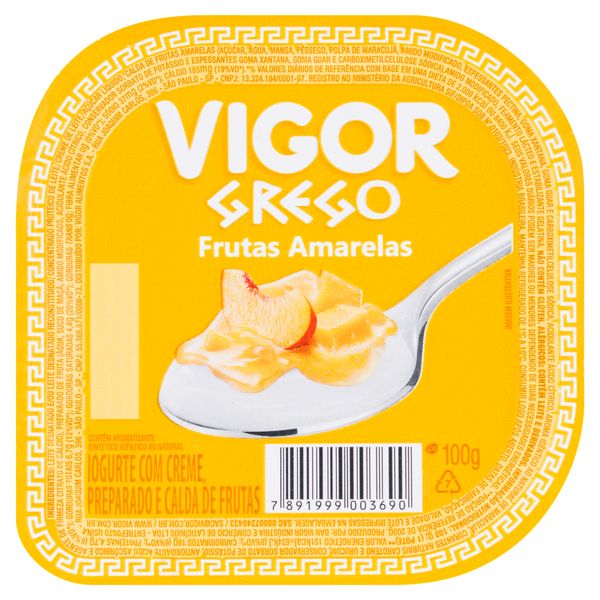 Iogurte Grego Calda Frutas Amarelas Vigor Pote 100g Iogurte Grego Calda Frutas Amarelas Vigor Pote 100g