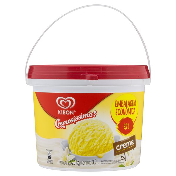Sorvete Creme Kibon Cremosíssimo Pote 3,2l Embalagem Econômica Sorvete Creme Kibon Cremosíssimo Pote 3,2l Embalagem Econômica