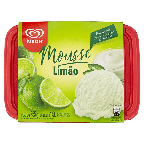 Sorvete Limão Kibon Mousse Pote 1,5l Sorvete Limão Kibon Mousse Pote 1,5l