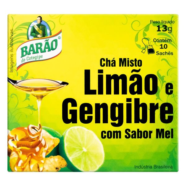 Chá Limão e Gengibre com Mel Barão de Cotegipe Caixa 13g 10 Unidades