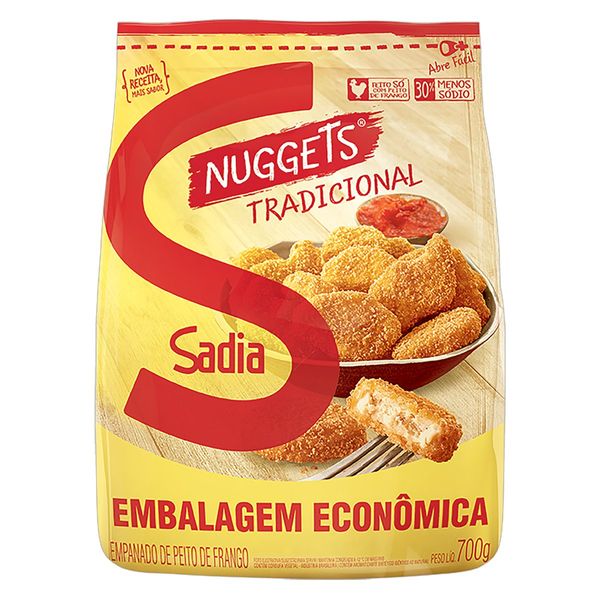 Empanado de Frango Tradicional Sadia Nuggets Pacote 700g Embalagem Econômica