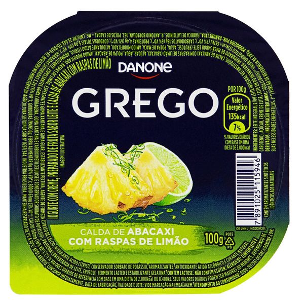 Iogurte Integral Grego Calda Abacaxi com Raspas de Limão Danone Pote 100g