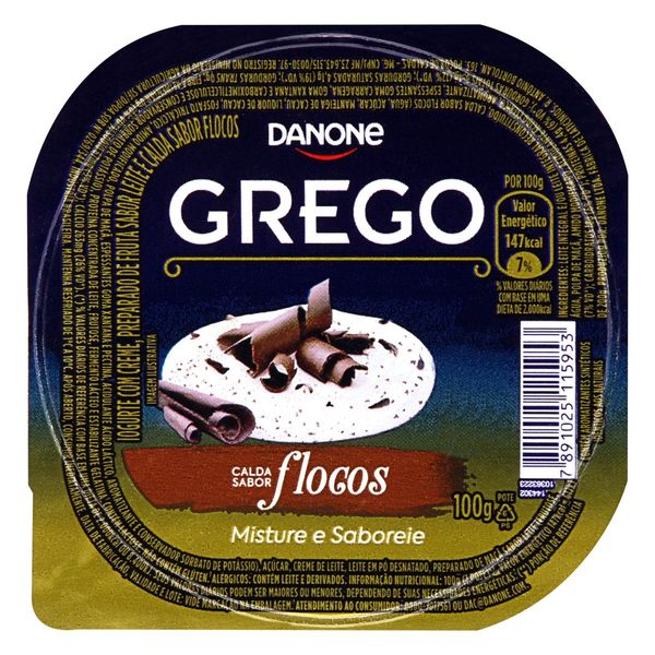 Iogurte Integral Grego Calda Flocos Danone Pote 100g Iogurte Integral Grego Calda Flocos Danone Pote 100g