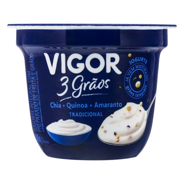 Iogurte Integral Tradicional Vigor 3 Grãos Pote 100g