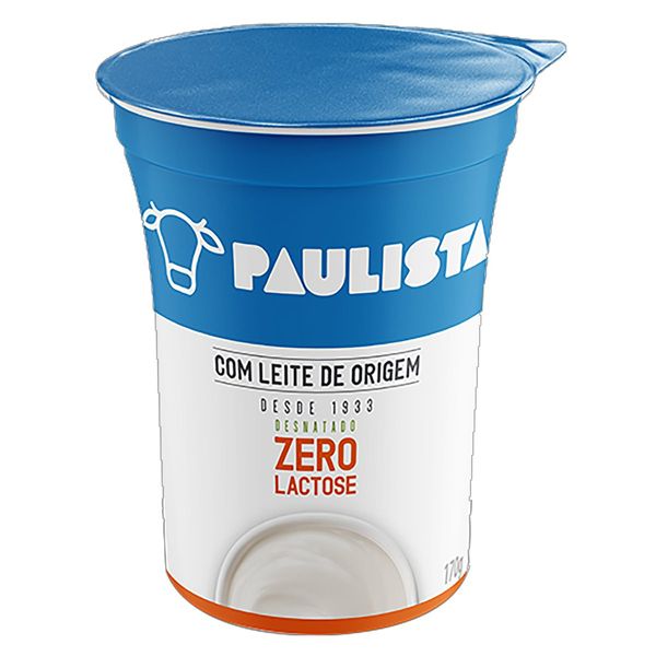 Iogurte Natural Zero Lactose Paulista Copo 170g