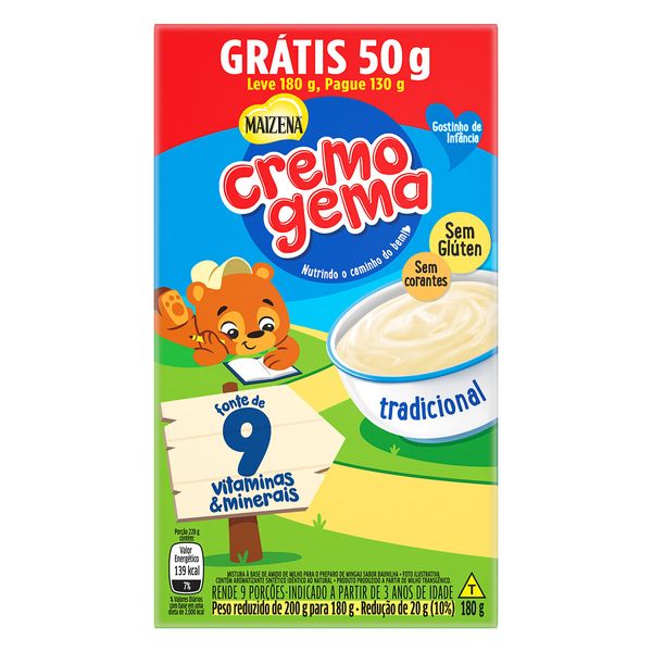 Mingau Tradicional Maizena Cremogema Caixa Leve 180g Pague 130g