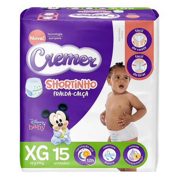 Fralda Descartável Infantil Shortinho Cremer XG Pacote 15 Unidades Fralda Descartável Infantil Shortinho Cremer XG Pacote 15 Unidades