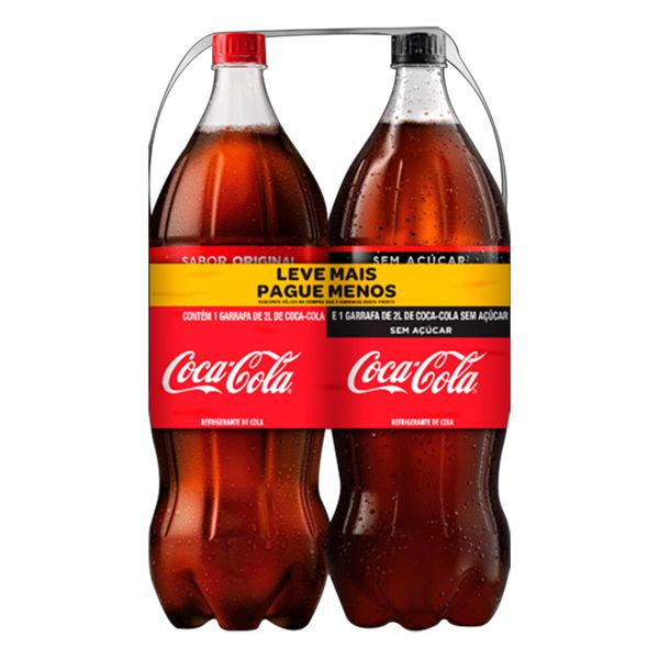 Kit Refrigerante Coca-Cola + Refrigerante Coca-Cola sem Açúcar 2l Cada Leve Mais Pague Menos
