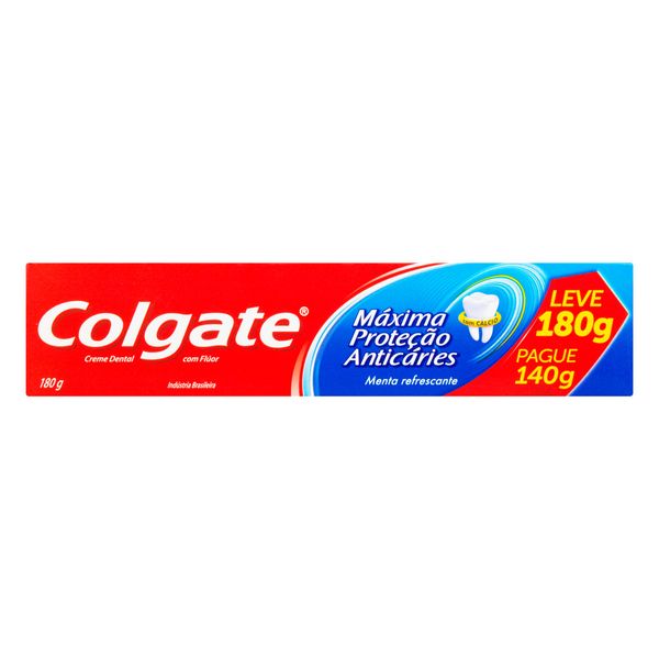 Creme Dental Menta Refrescante Colgate Máxima Proteção Anticárie Caixa Leve 180g Pague 140g