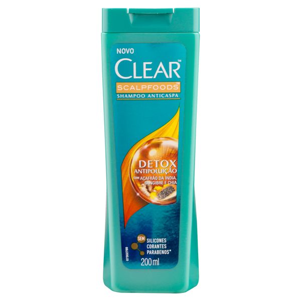 Shampoo Anticaspa Clear Detox Antipoluição Frasco 200ml