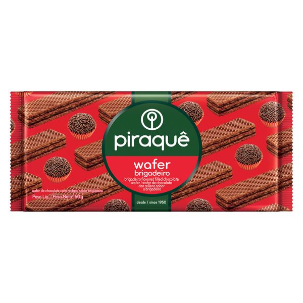 Biscoito Wafer Chocolate Recheio Brigadeiro Piraquê Pacote 160g