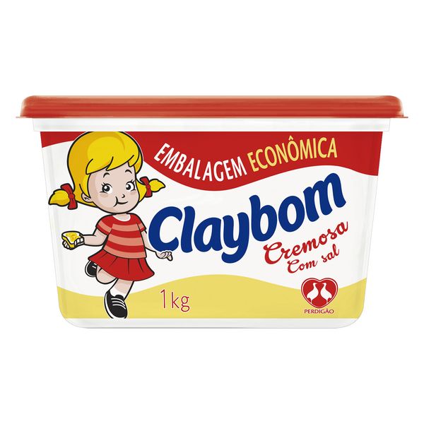 Margarina Cremosa com Sal Claybom Pote 1kg Embalagem Econômica