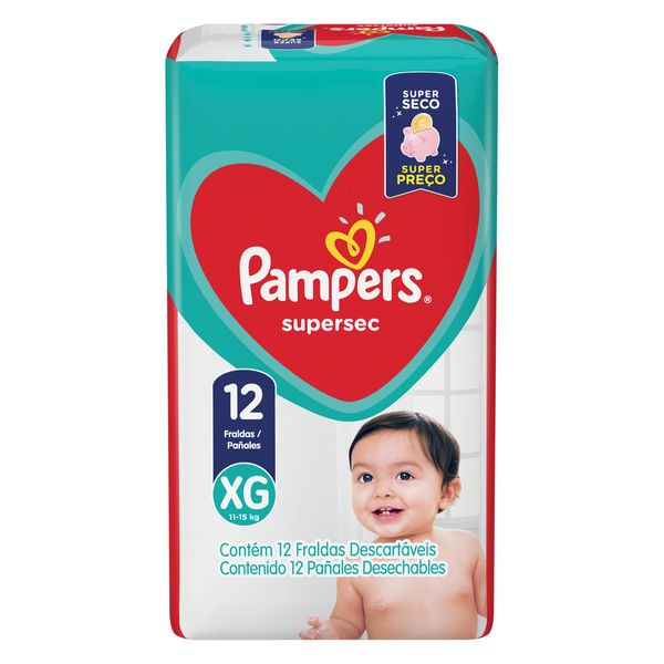 Fralda Descartável Infantil Pampers Supersec XG Pacote 12 Unidades Fralda Descartável Infantil Pampers Supersec XG Pacote 12 Unidades