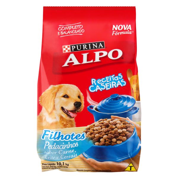 Alimento para Cães Filhotes Carne, Leite e Cereais Purina Alpo Receitas Caseiras Pacote 10,1kg