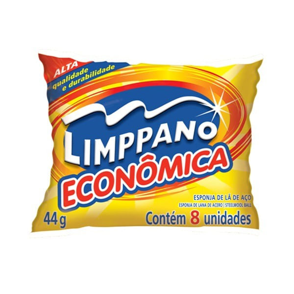 Esponja de Lã de Aço LIMPPANO Embalagem Econômica Pacote 8un 44g