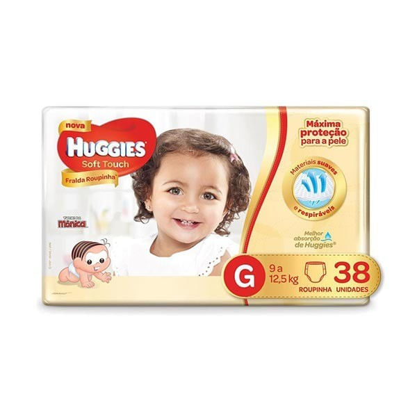 Fralda Roupinha SOFT TOUCH HUGGIES Tamanho G Pacote 38un