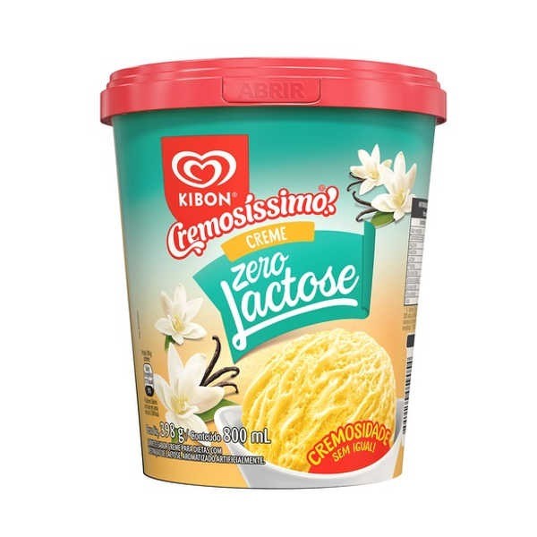 Sorvete de Creme CREMOSÍSSIMO KIBON Zero Lactose Pote 800ml Sorvete de Creme CREMOSÍSSIMO KIBON Zero Lactose Pote 800ml