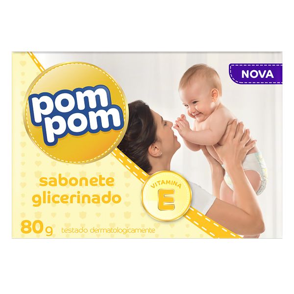 Sabonete Infantil em Barra Glicerinado Pom Pom Caixa 80g