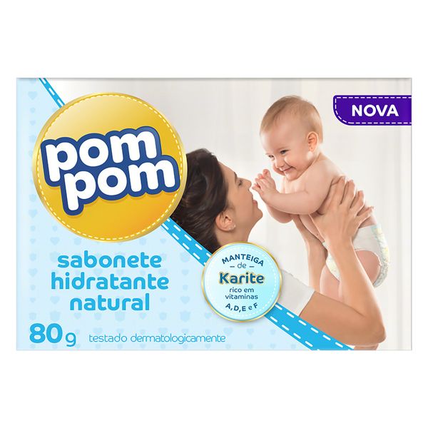 Sabonete Infantil em Barra Hidratante Natural Pom Pom Caixa 80g