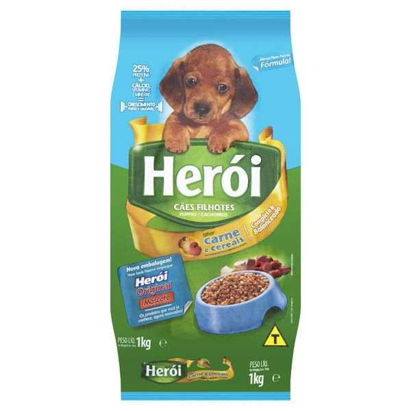 Alimento para Cães Filhotes Carne e Cereais Herói Pacote 1kg