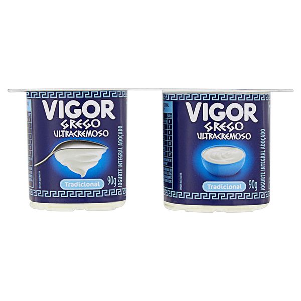 Iogurte Integral Grego Ultracremoso Tradicional Vigor Bandeja 360g 4 Unidades