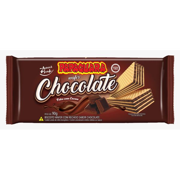 Biscoito Wafer Chocolate Papaguara Pacote 90g