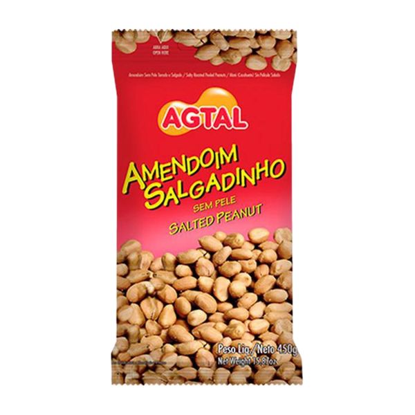 Amendoim Salgado Sem Pele Agtal  Pacote 450g