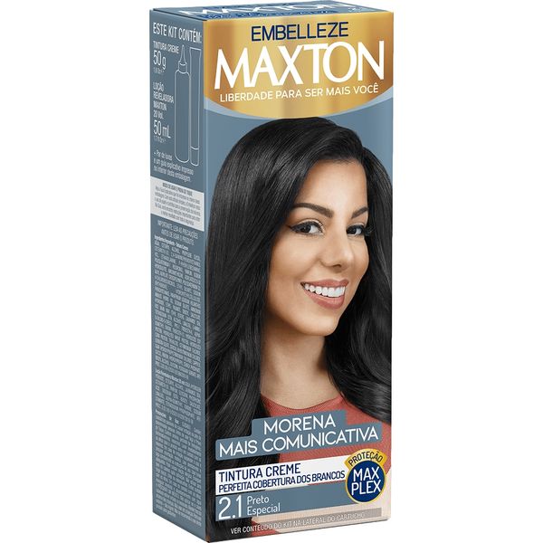 Tinta de Cabelo Morena +Comunicativa Preto Especial 2.1 Kit Econômico Maxton