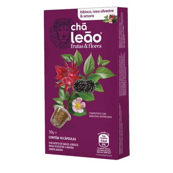 Cápsula Chá Hibisco amora Rosa Silvetre Leão Senses 60g