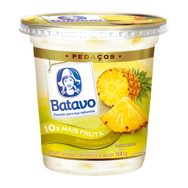 Iogurte com Pedaços de Fruta Abacaxi  Batavo Pote 500g