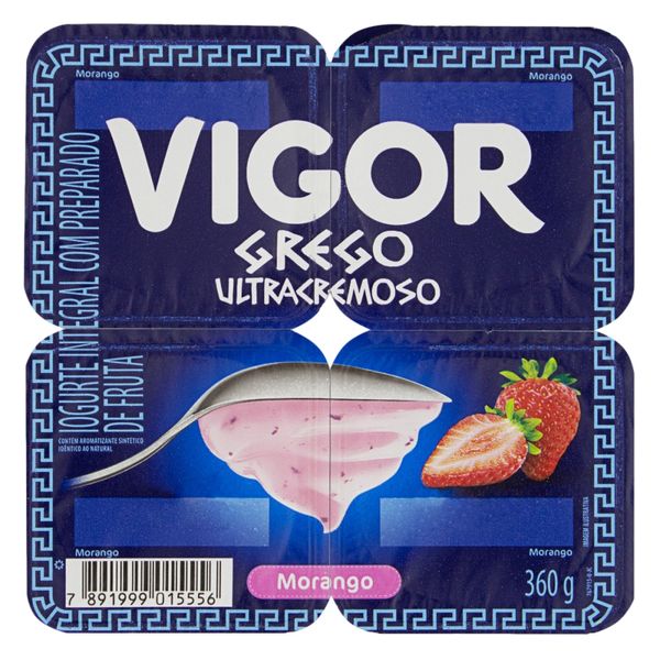 Iogurte Vigor Grego Ultrac Morango Bandeja 360g