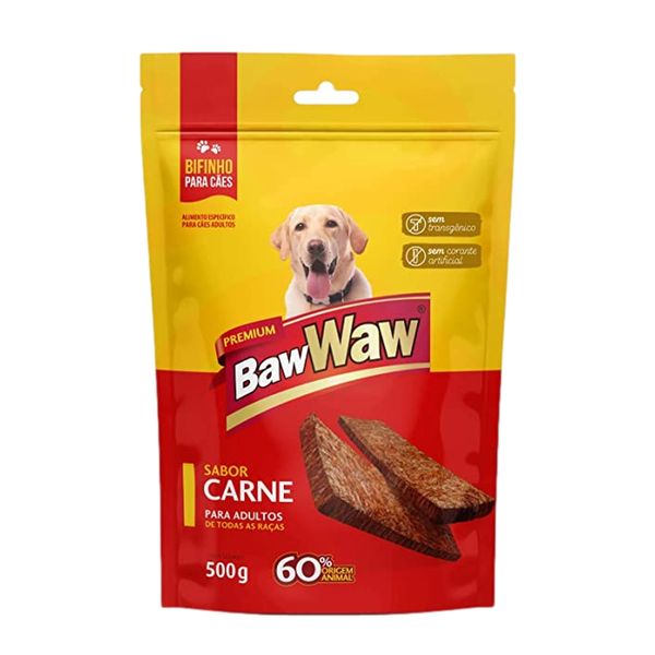 Alimento Para Cão Bifinho Carne Baw Waw Pacote 500g