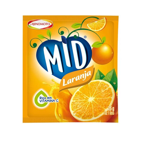 Refresco em Pó de Laranja Mid pacote 25g Refresco em Pó de Laranja Mid pacote 25g