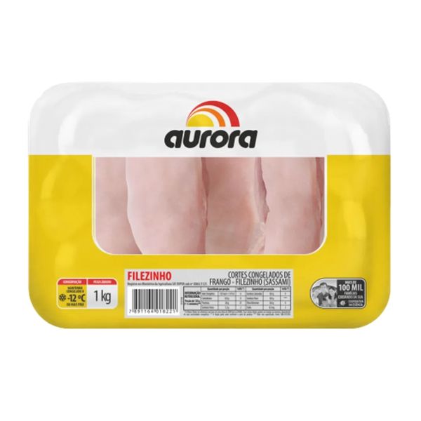 Filezinho de Peito de Frango Congelado AURORA Bandeja 1kg