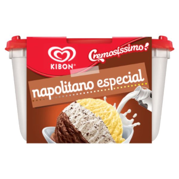Sorvete Napolitano Especial Cremosíssimo Kibon Pote 2L Sorvete Napolitano Especial Cremosíssimo Kibon Pote 2L