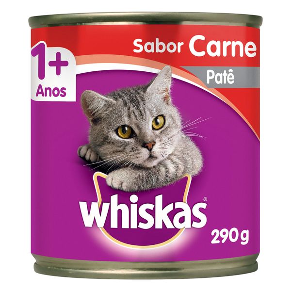 Patê para Gatos Adultos Carne Whiskas Lata 290g