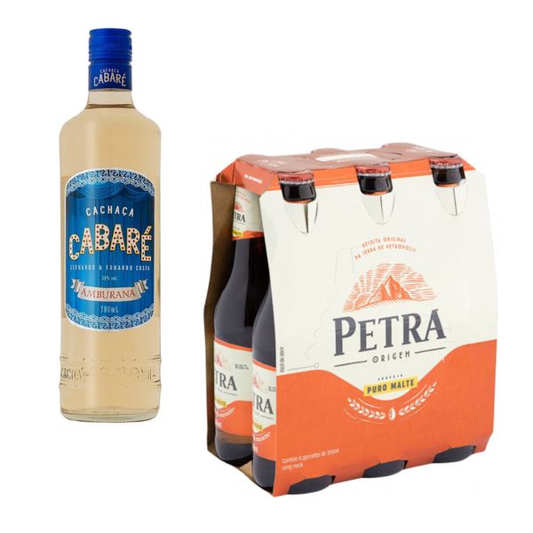 Combo - 2 Packs Cerveja Petra Garrafa 355ml + Cachaça Cabaré Amburana Garrafa 700ml