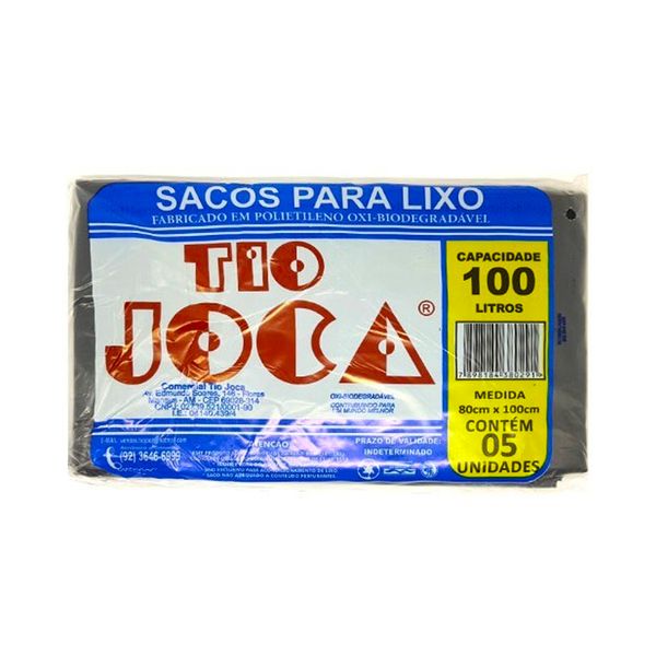 Saco de Lixo TIO JOCA Preto Pacote 100l 5un