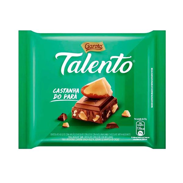 Chocolate ao Leite TALENTO GAROTO Castanhas do Para Tablete 25g