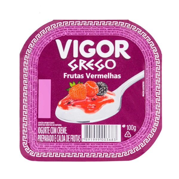 Iogurte Grego Frutas Vermelhas VIGOR  Pote 100g