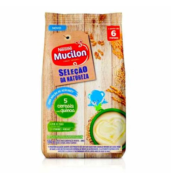 Cereal Infantil 5 Cereais com Quinoa MUCILON NESTLÉ Seleção da Natureza Pacote 180g