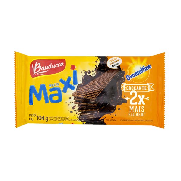 Biscoito Wafer BAUDUCCO Ovomaltine Maxi Pacote 104g