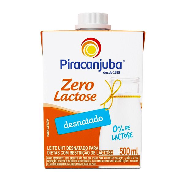 Leite UHT Desnatado PIRACANJUBA Zero Lactose Caixa 500ml