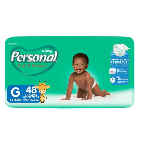 Fralda Descartável Infantil PERSONAL Soft & Protect G Pacote 48 Unidades