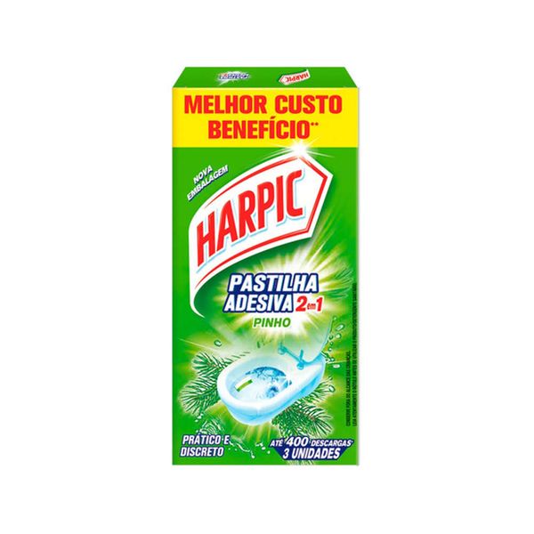 Detergente Sanitário HARPIC Pastilha Adesiva Pinho 3 Unidades