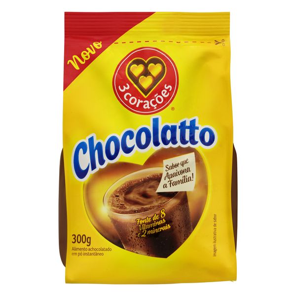 Achocolatado Chocolatto  3 CORAÇÕES 300g Achocolatado Chocolatto 3 CORAÇÕES Sachê 300g