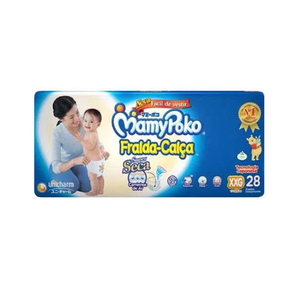 Fralda Calça MAMYPOKO Super Seca Tamanho XXG Pacote 28 Unidades