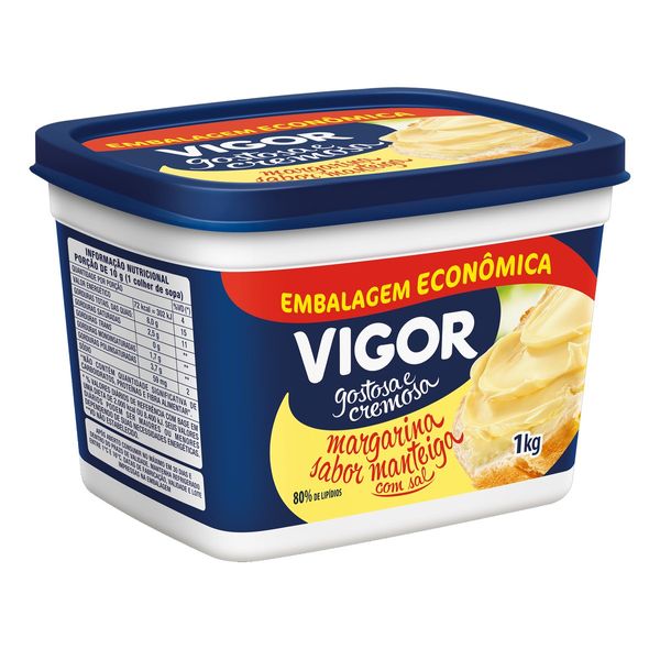 Margarina Manteiga VIGOR com Sal Pote 1kg Embalagem Econômica
